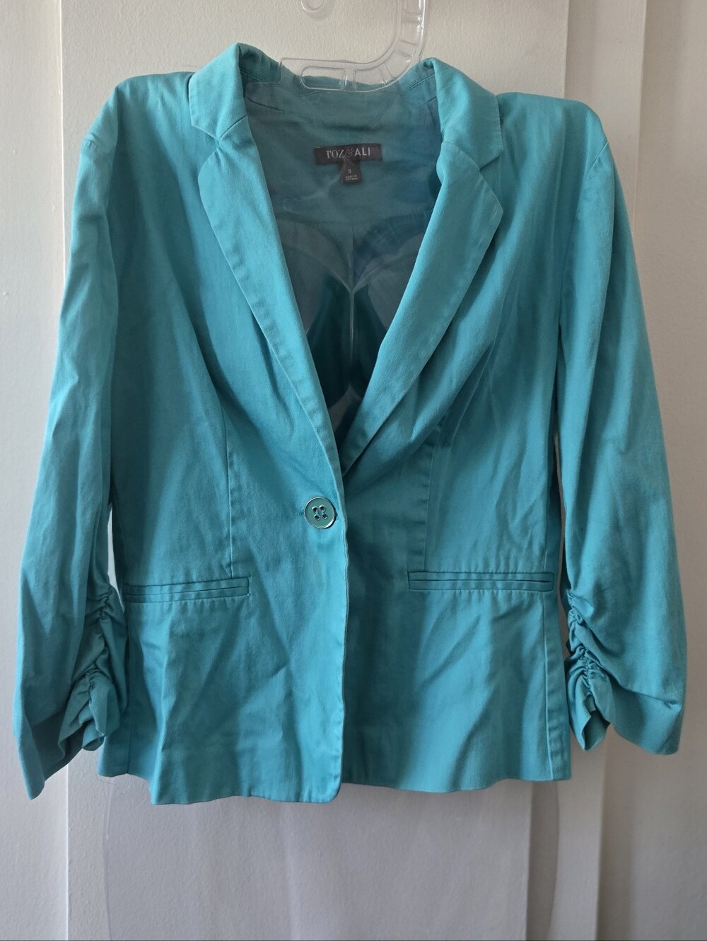 3/$20 Roz & Ali Turquoise Single-Button Blazer